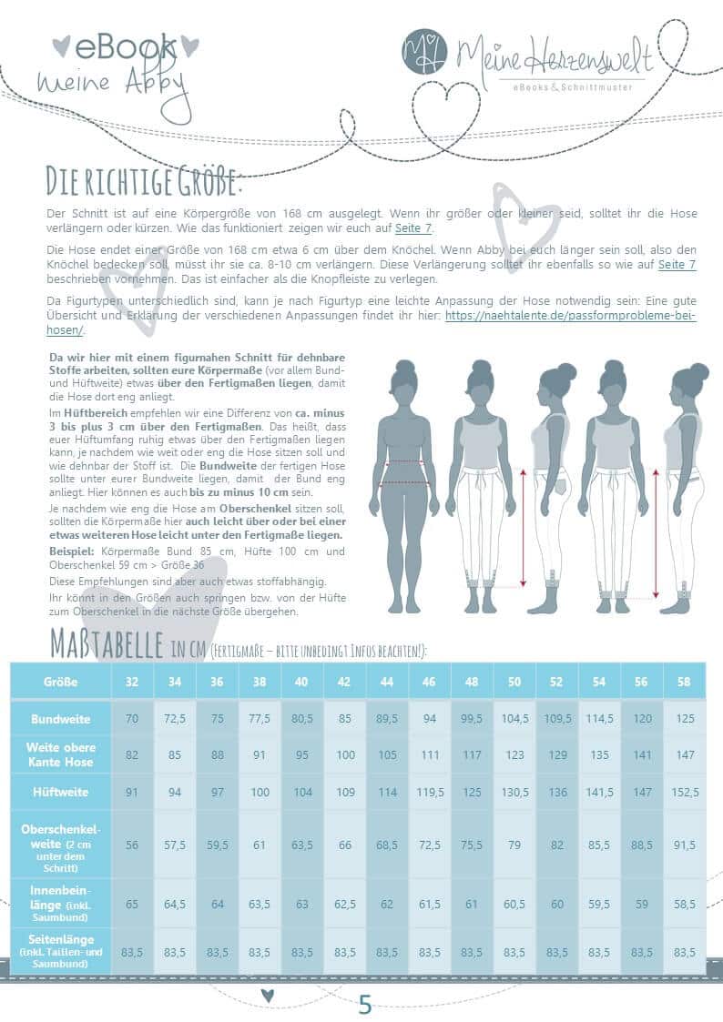 meine Abby Sweathose Masstabelle meine herzenswelt