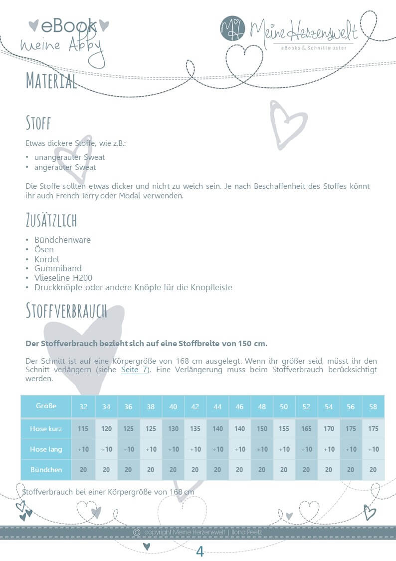 meine Abby Sweathose Stoffverbrauch meine herzenswelt