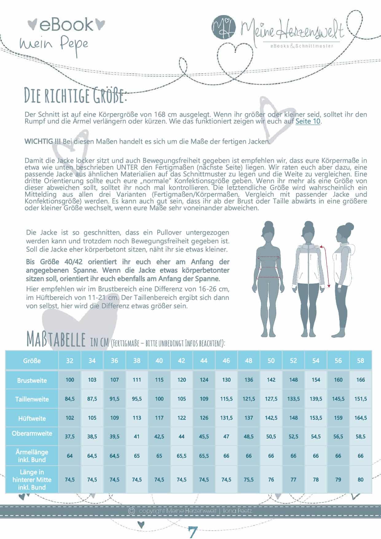 mein Pepe Softshelljacke Masstabelle meine Herzenswelt