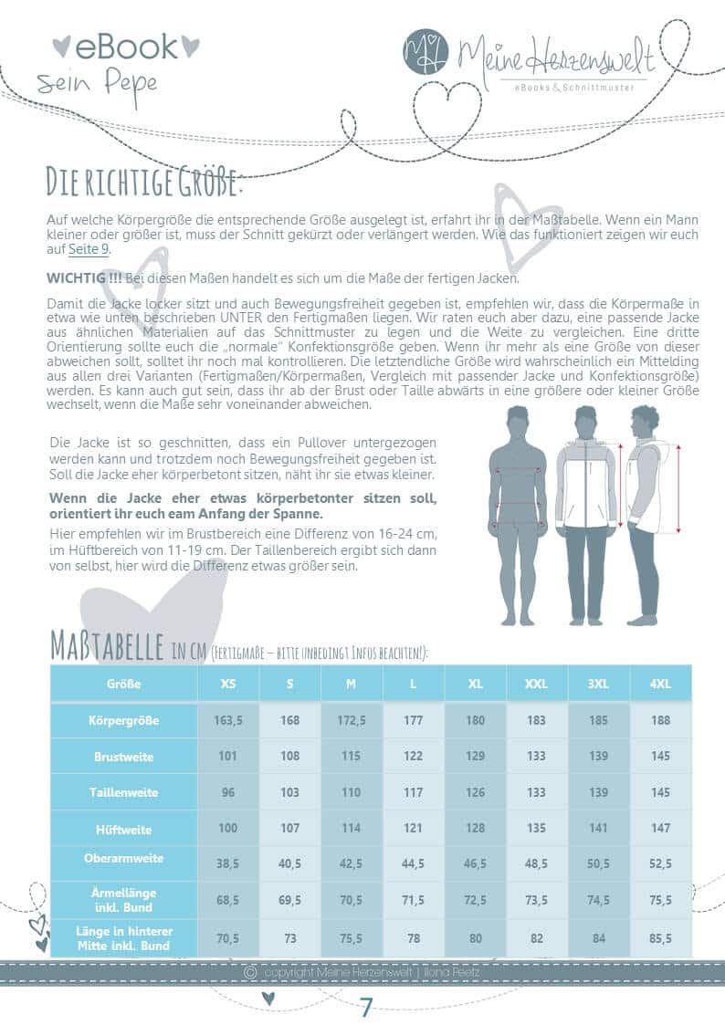 sein Pepe Masstabelle 4XL meine herzenswelt