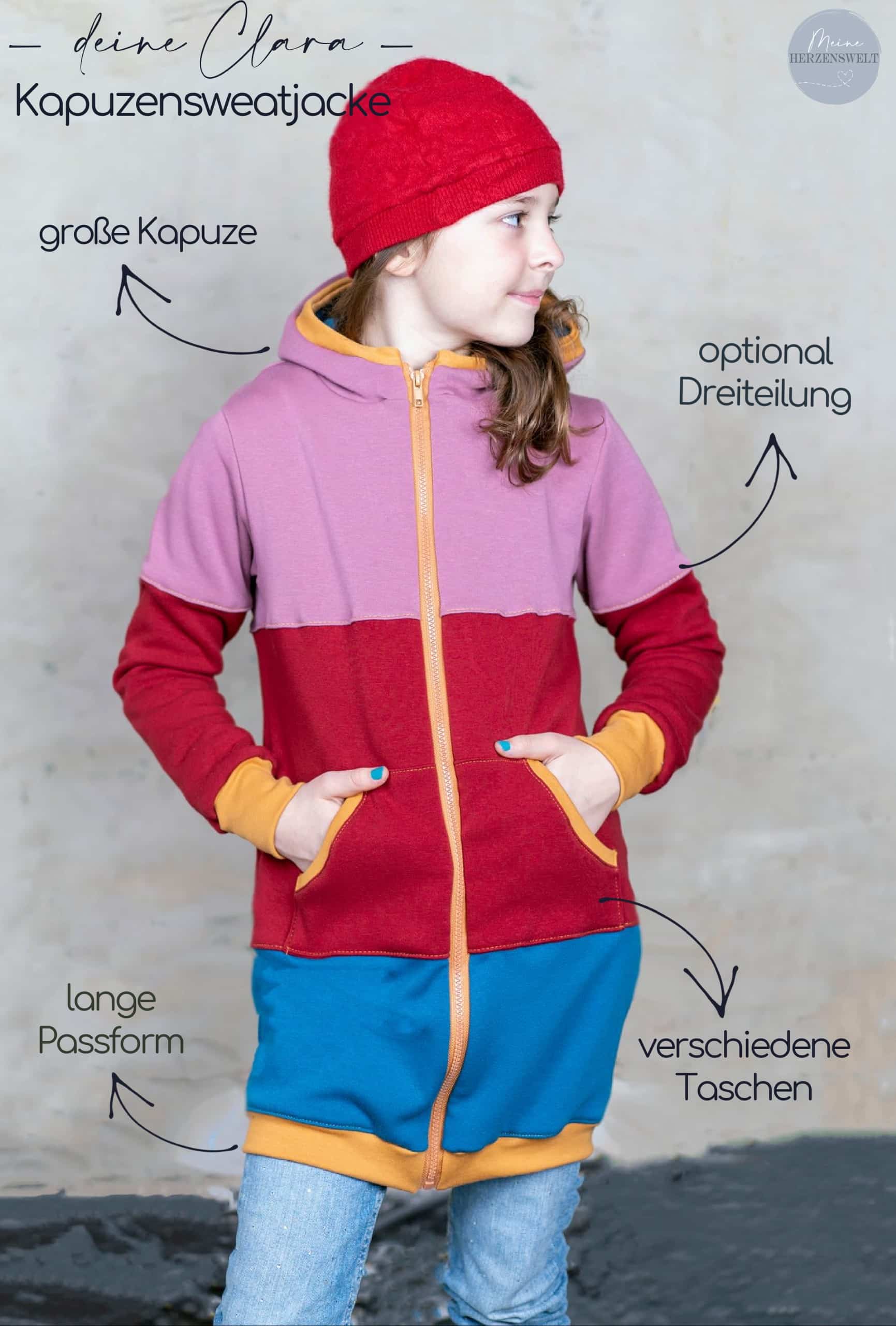 deine Clara - Sweatjacke - Kinder - Schnittmuster - Nähanleitung - eBook