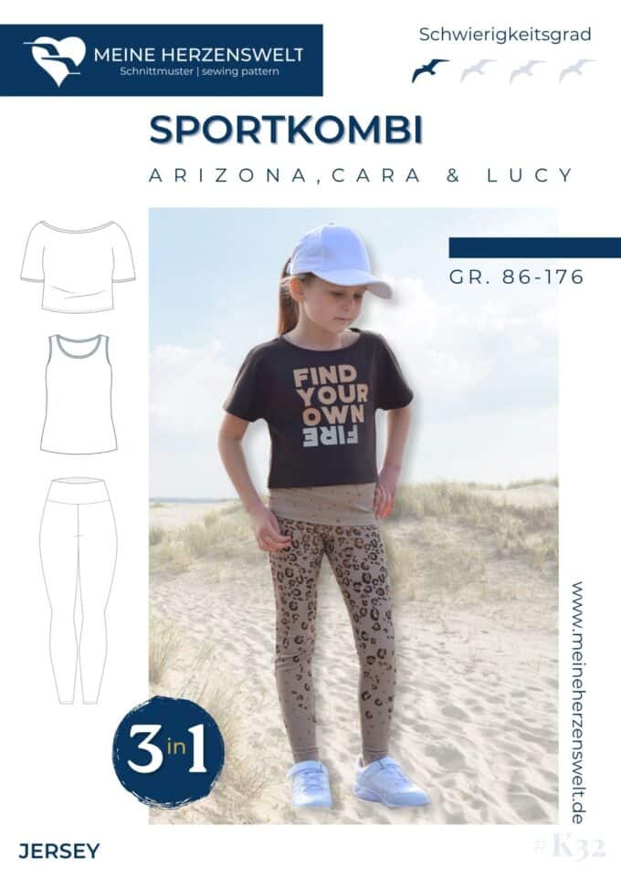 K032 Titelbild Sportkombi Arizona, Lucy, Cara Leggings, Top, Shirt Schnittmuster Nähen Meine Herzenswelt
