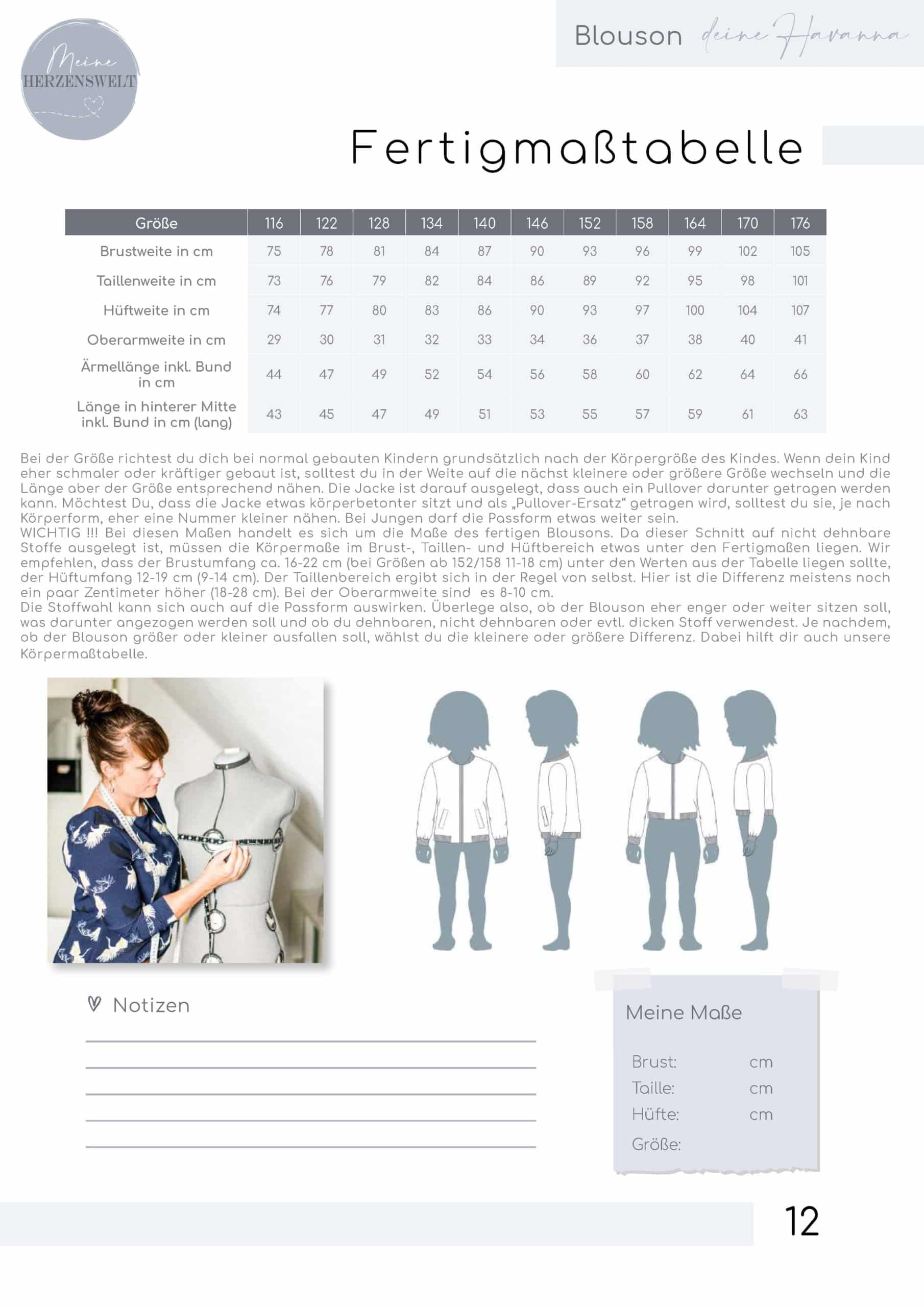 Fertigaßtabelle_Blouson_deine_Havanna_meine_herzenswelt