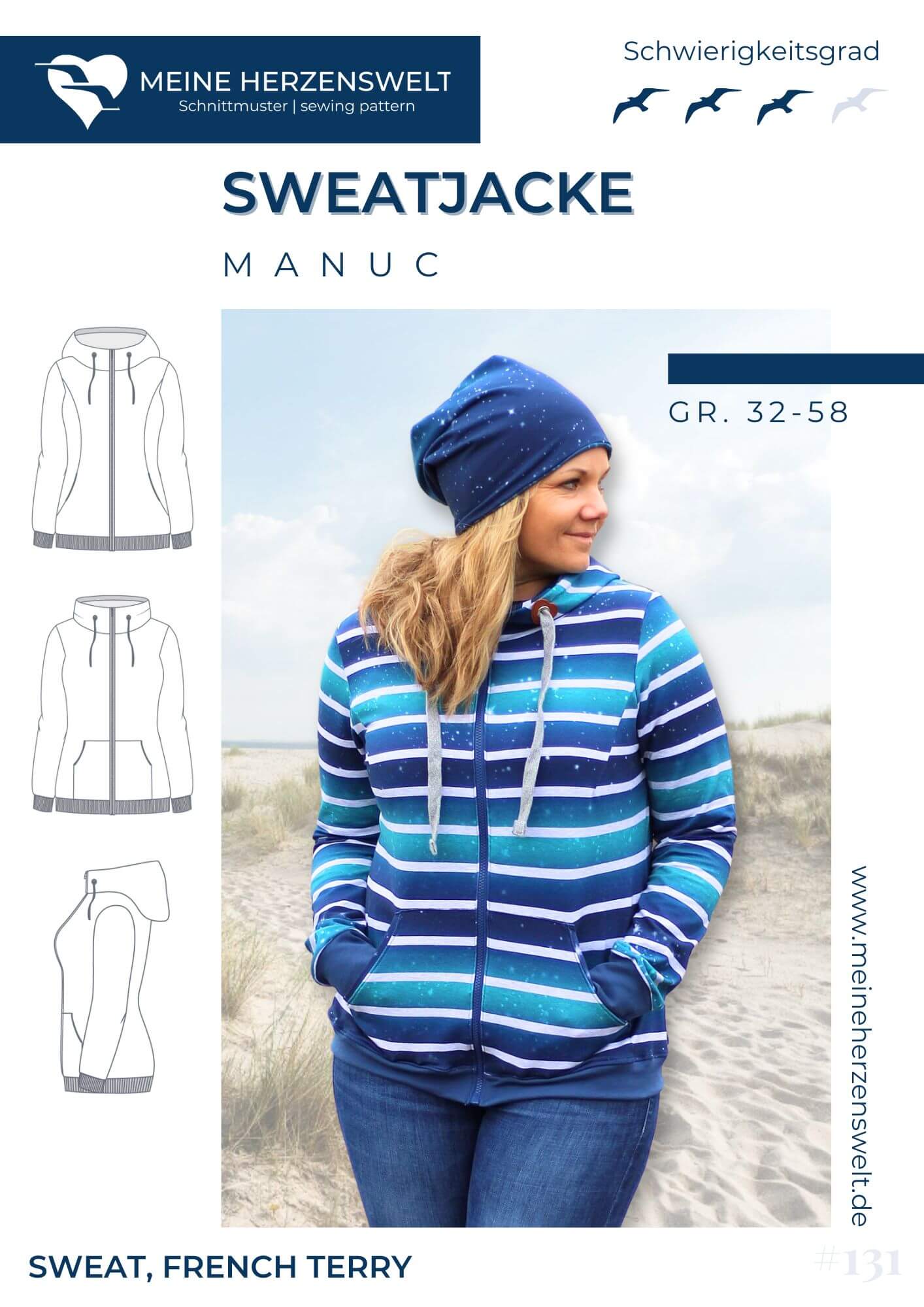 S131 Manuc Sweatjacke Schnittmuster Naehen Meine Herzenswelt