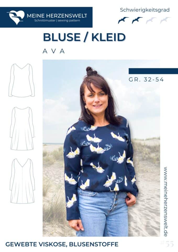S055 Ava Bluse Kleid Schnittmuster Naehen Meine Herzenswelt