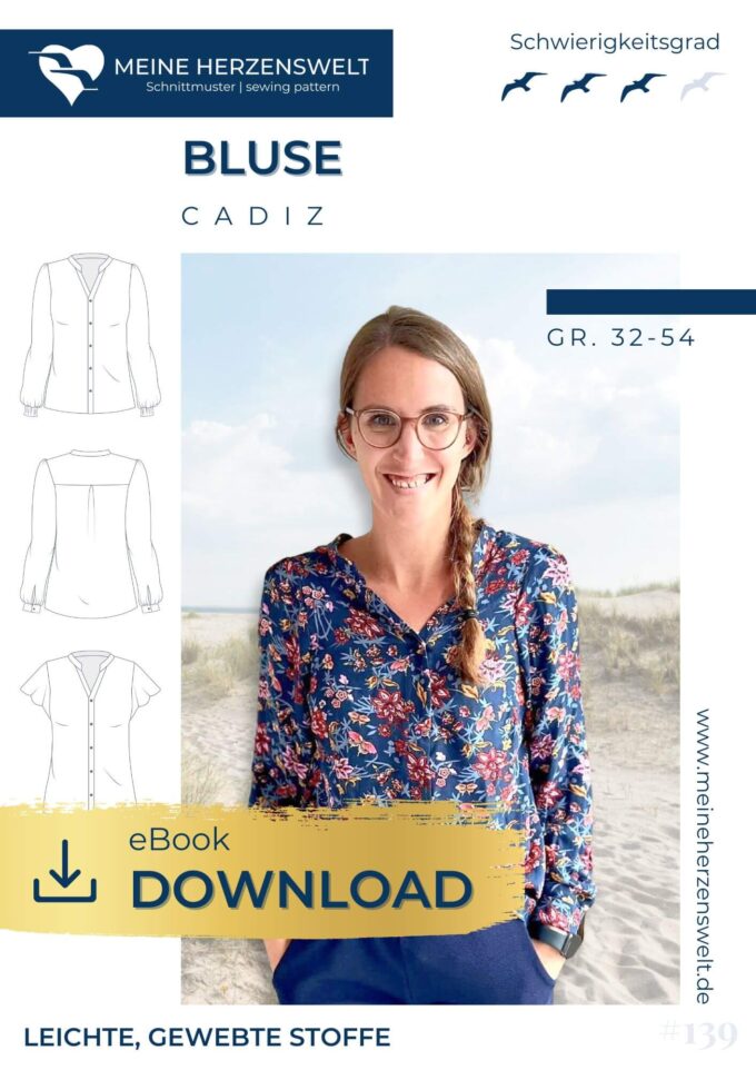 E139 Titelbild Cadiz Bluse für Damen Schnittmuster Nähen Meine Herzenswelt