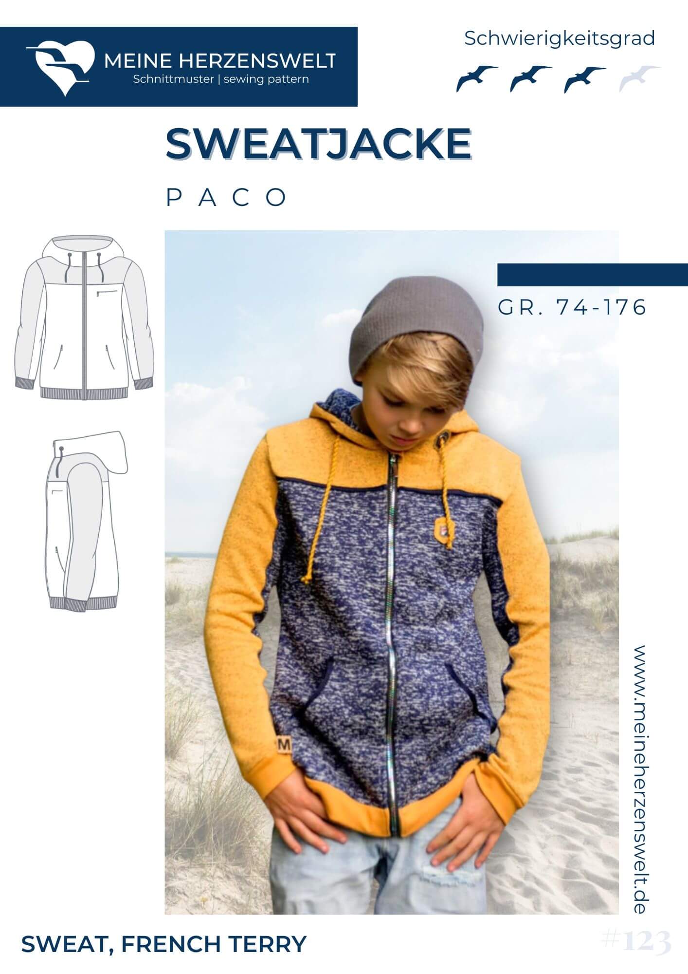 S123 Titelbild Paco Sweatjacke Kinder Schnittmuster Nähen Meine Herzenswelt