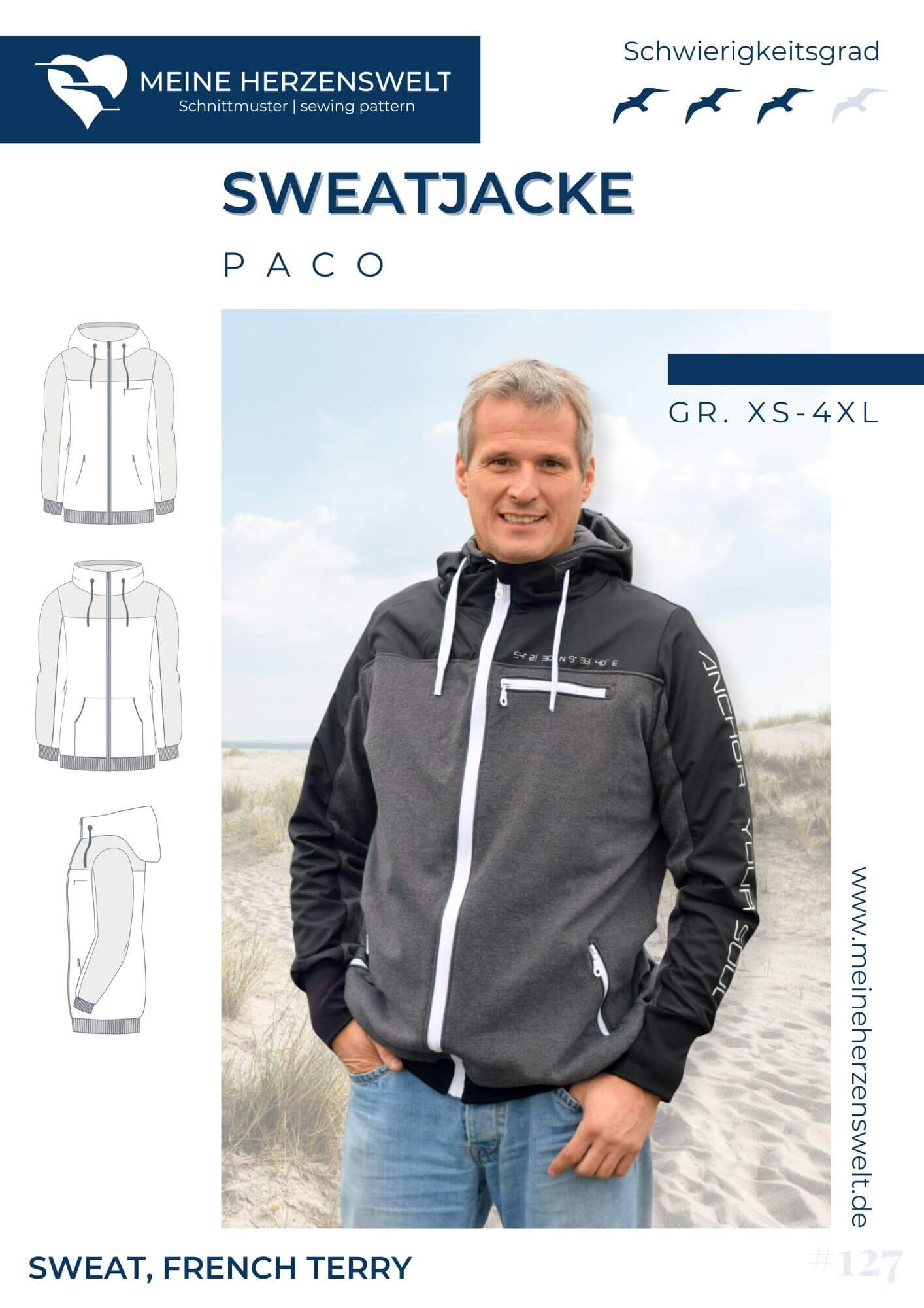 S127 Titelbild Paco Sweatjacke Herren Schnittmuster Nähen Meine Herzenswelt