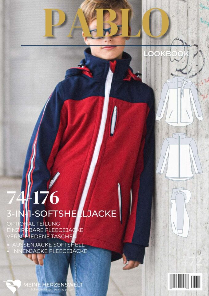 L072 Lookbook Pablo Schnittmuster 3in1 Softshelljacke Kinder Nähen Meine Herzenswelt