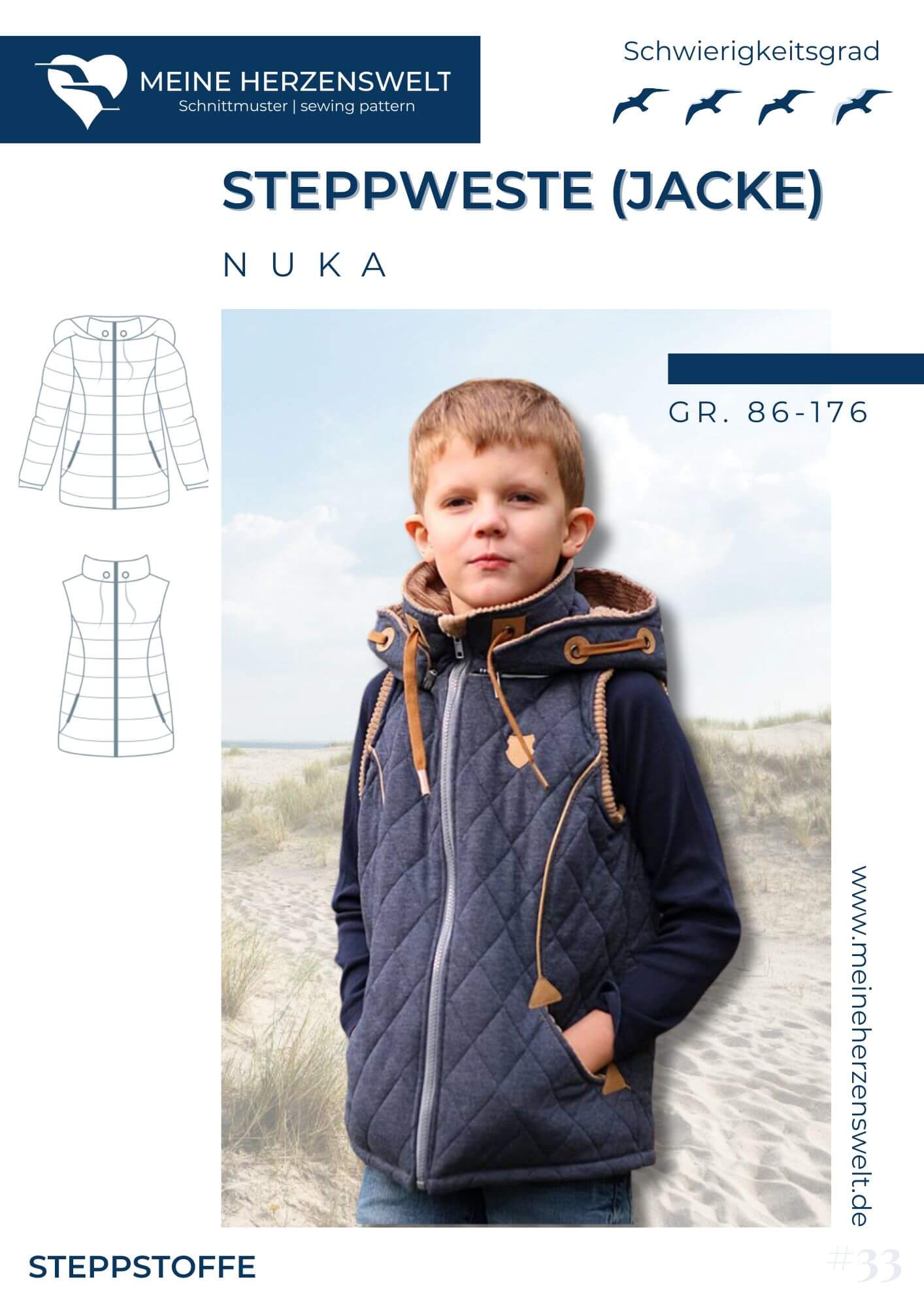 S033 Titelbild Nuka Steppweste Steppjacke für Kinder Schnittmuster Nähen Meine Herzenswelt