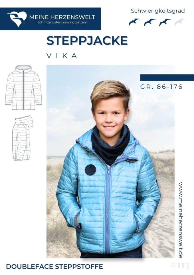 S113 Titelbild Vika Steppjacke Kinder Schnittmuster Nähen Meine Herzenswelt