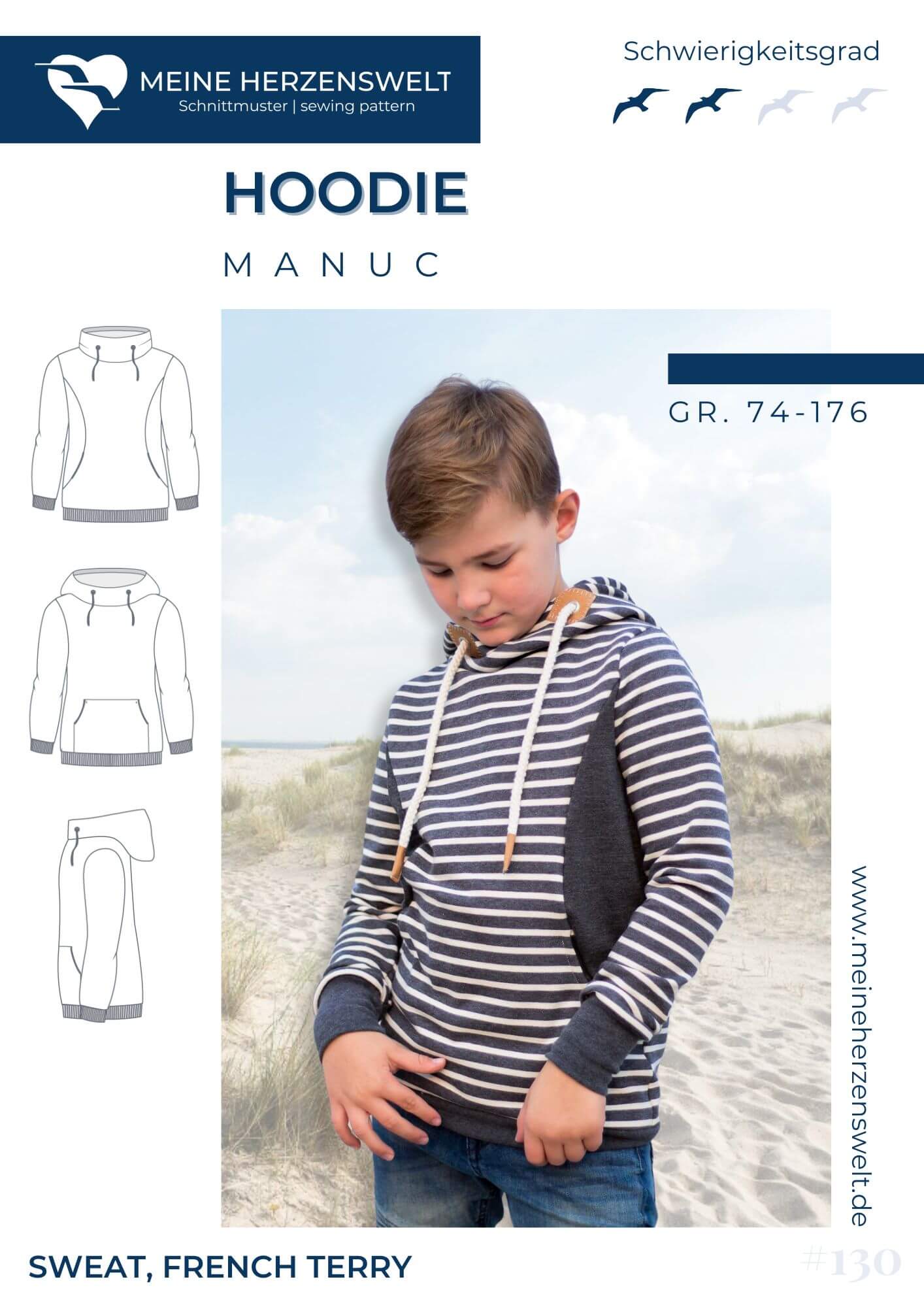 S130 Titelbild Manuc Hoodie Kinder Schnittmuster Nähen Meine Herzenswelt