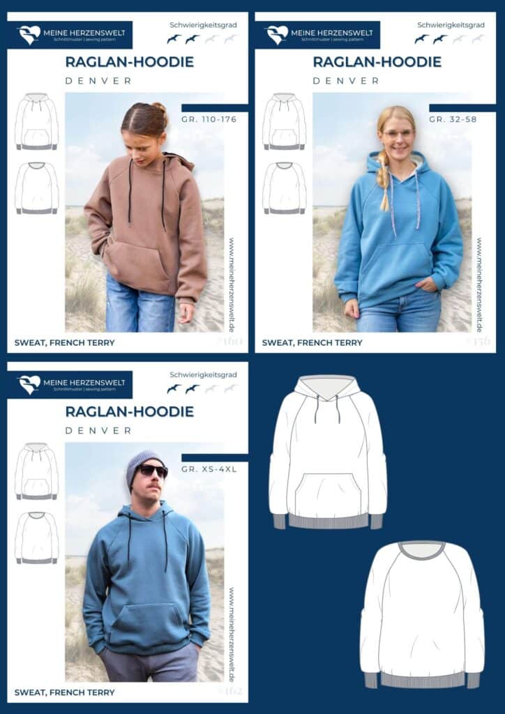 Blog perfekter Hoodie Schnittmuster Damen Herren Kinder Meine Herzenswelt Denver