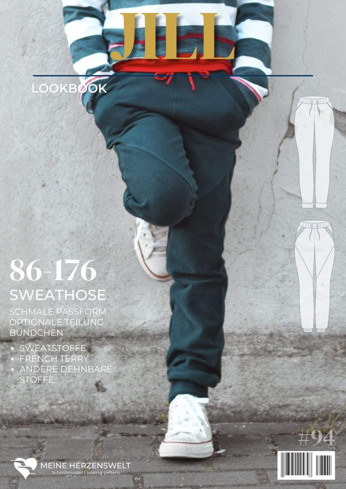L094 Lookbook Jill Schnittmuster Sweathose Hose Kinder Nähen Schnittmuster Meine Herzenswelt