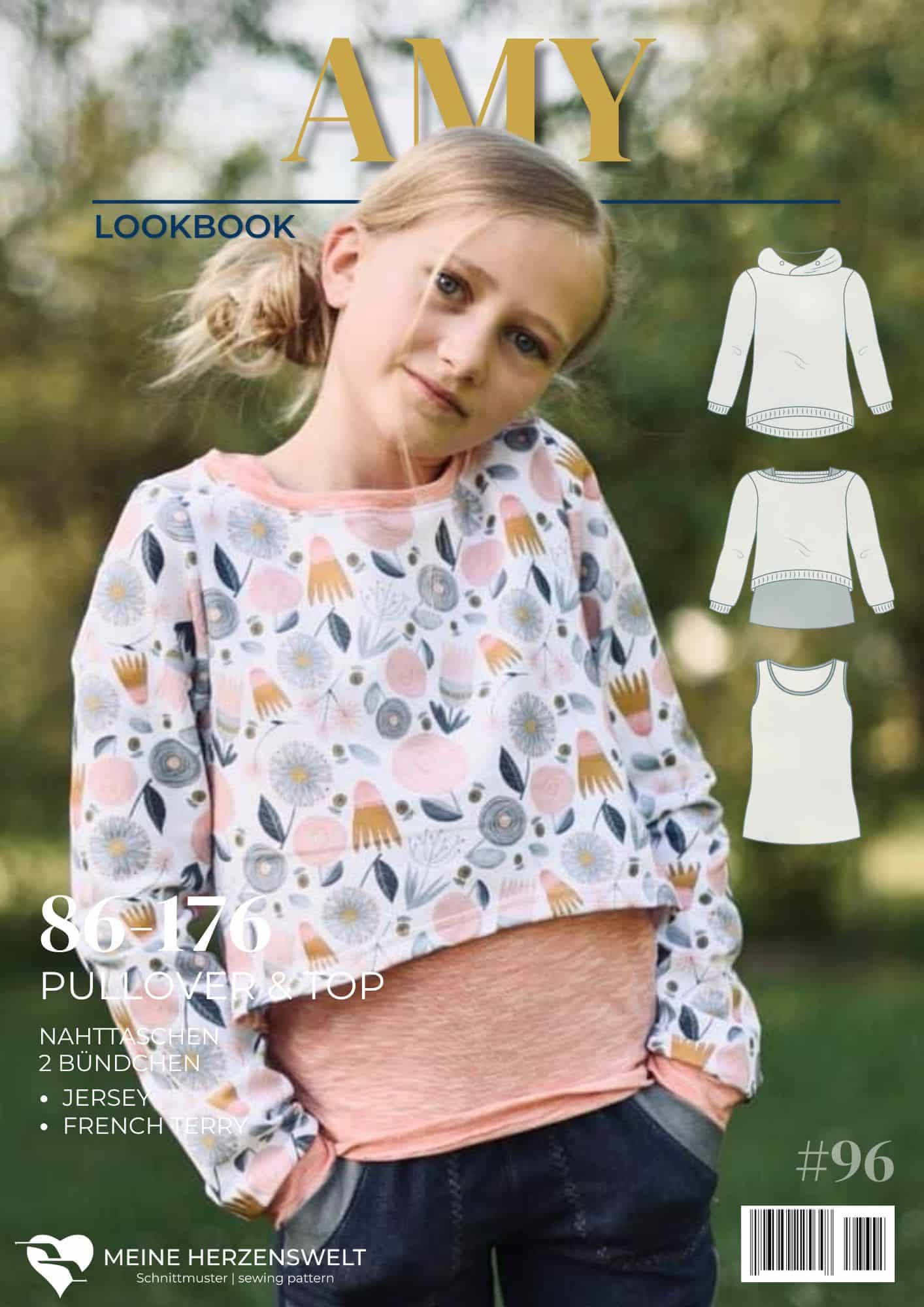 L096 Lookbook Amy Schnittmuster Pullover Croppulli Mädchen Kinder Nähen Meine Herzenswelt