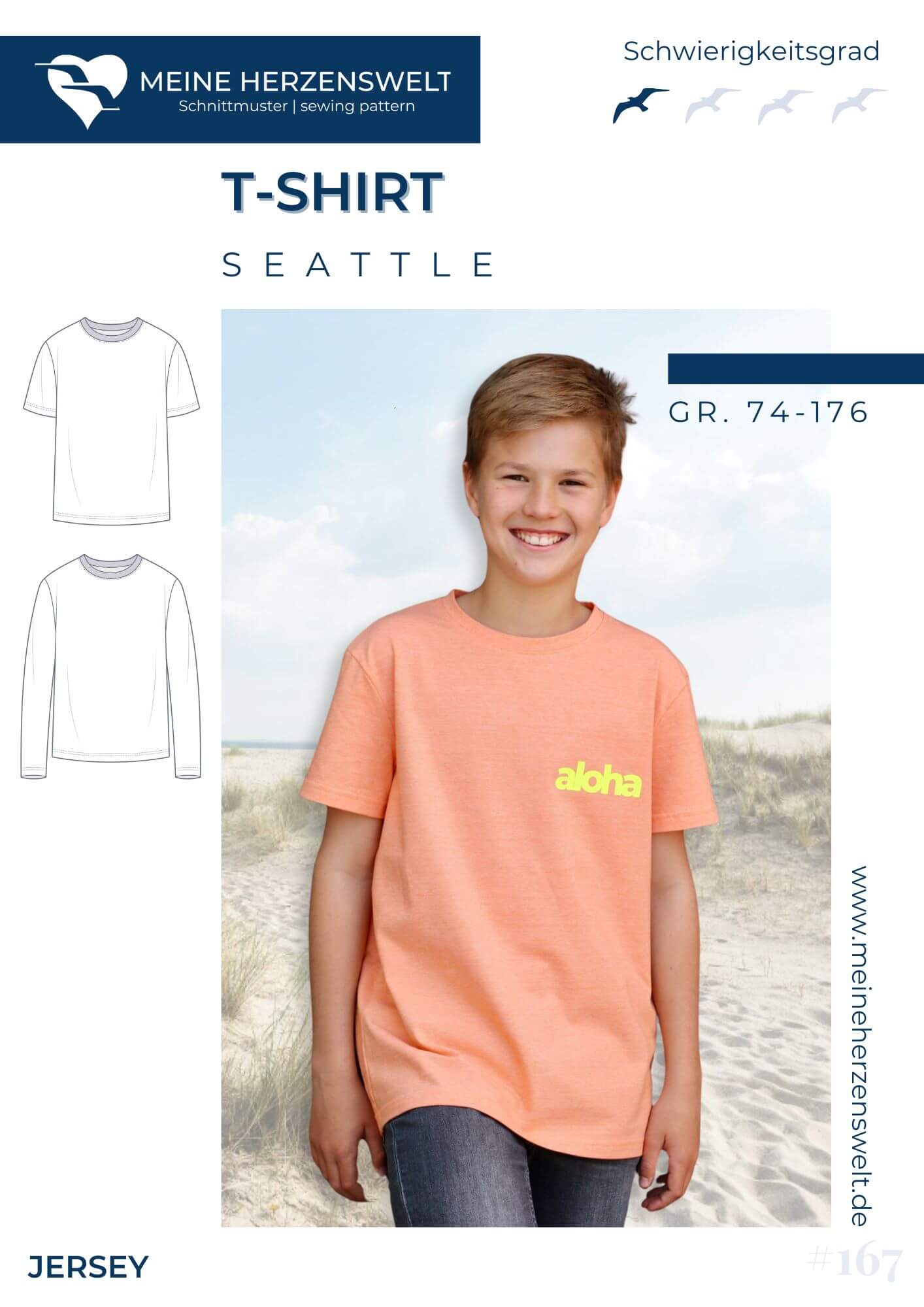 S167 Titelbild dein Seattle Tshirt Kinder Schnittmuster Nähen Meine Herzenswelt