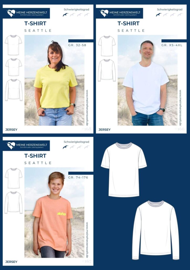 Blog perfekters T-Shirt nähen - Schnittmuster Damen Herren Kinder Meine Herzenswelt