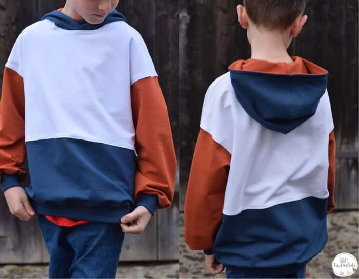 Colorblocking Hoodie nähen Meine Herzenswelt Schnittmuster Boston Damen, Herren, Kinder