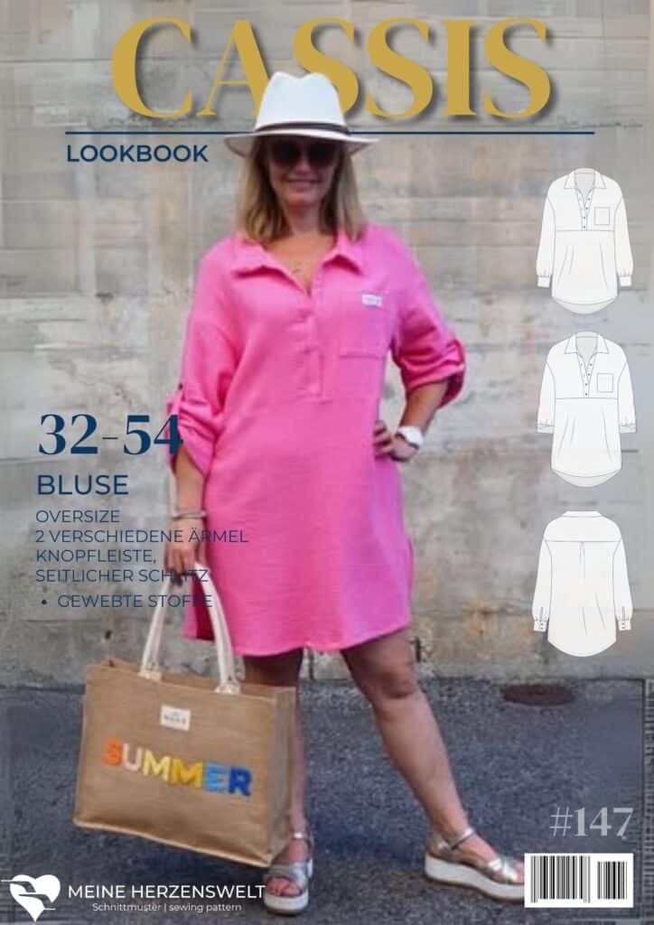 L147 Lookbook Cassiss Schnittmuster Oversizebluse Damen Schnittmuster Nähen Meine Herzenswelt Hemd aus Musselin nähen