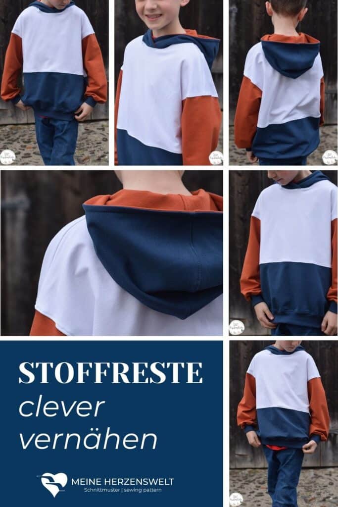 25 38 Colorblocking Hoodie nähen Schnittmuster Stoffreste Meine Herzenswelt Pinterest (14)