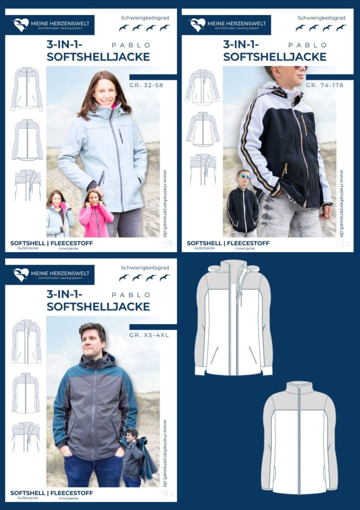 25 39 Softshell nähen Tipps Softshell Schnittmuster für Damen, Herren, Kinder Meine Herzenswelt