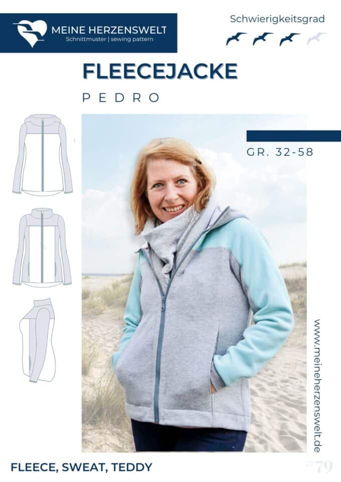 S079 Titelbild Pedro Fleecejacke Schnittmuster Teddyjacke Sweatjacke Damen Nähen Meine Herzenswelt