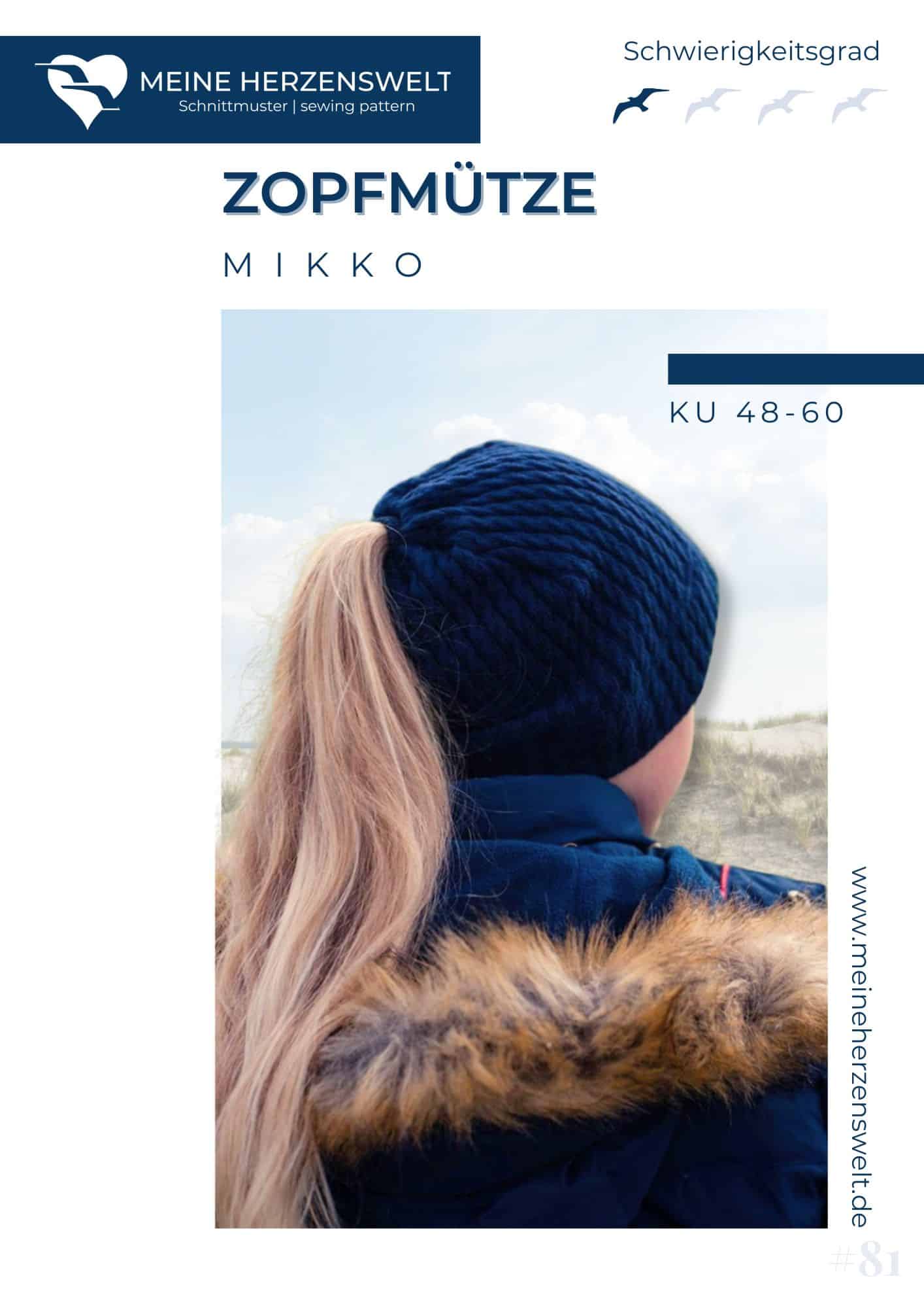 S081 Titelbild Freebook Zopfmütze Mikko kostenloses Schnittmuster Mütze Beanie Meine Herzenswelt