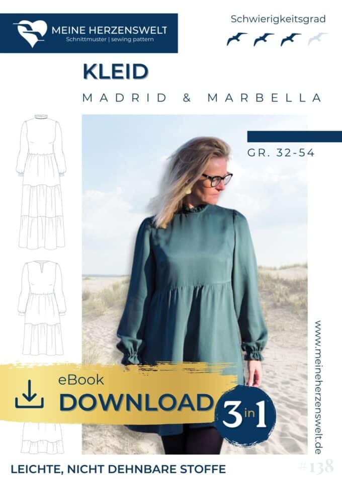 E138 Titelbild Madrid Marbella Kleid Damen Schnittmuster Nähen Meine Herzenswelt