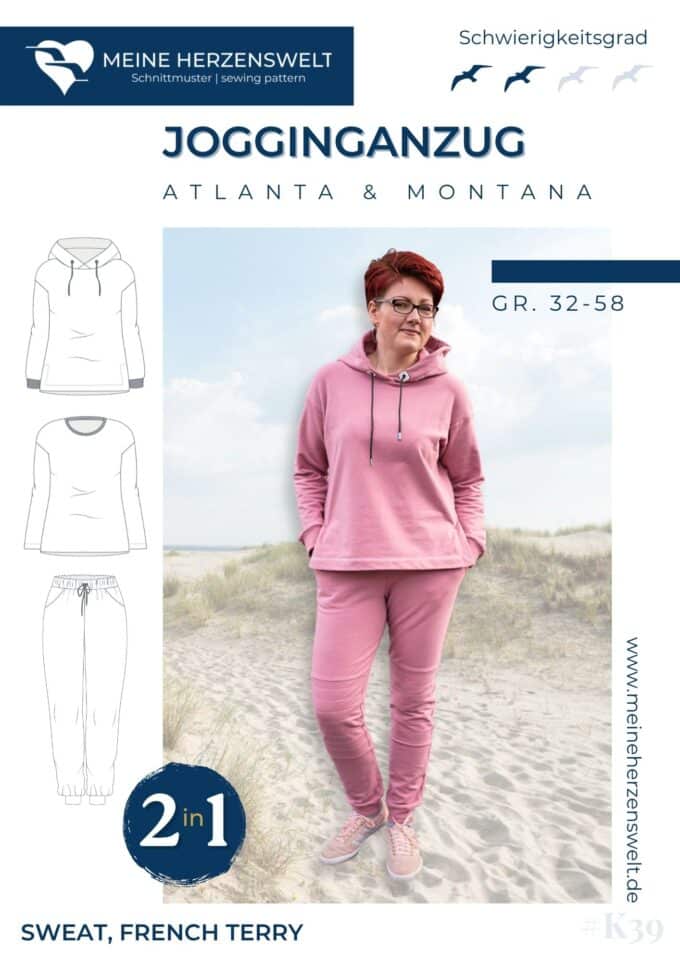 K039 Titelbild Jogginganzug Hoodie Jogginghose Damen Schnittmuster Nähen Meine Herzenswelt