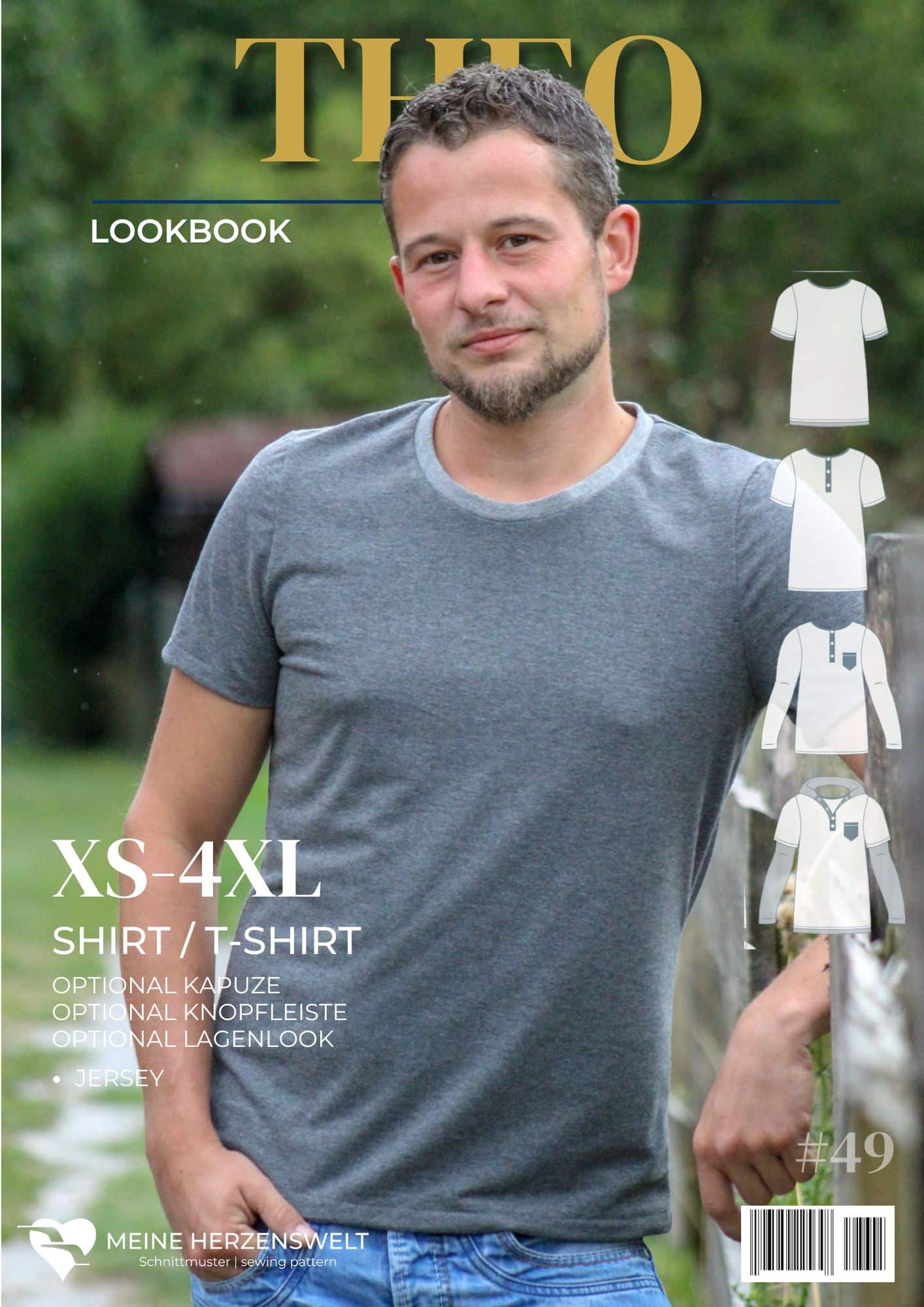 L049 Lookbook Theo Schnittmuster T Shirt Langarmshirt Longsleeve Herren Meine Herzenswelt