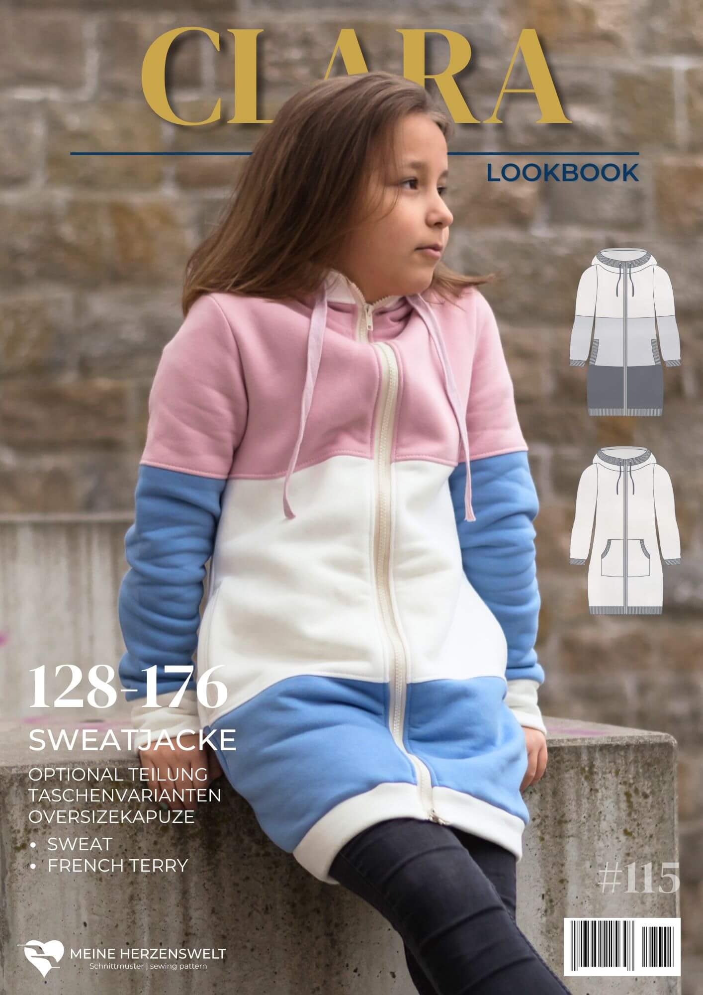 L115 Lookbook Clara Schnittmuster lange Sweatjacke Kinder Nähen Meine Herzenswelt