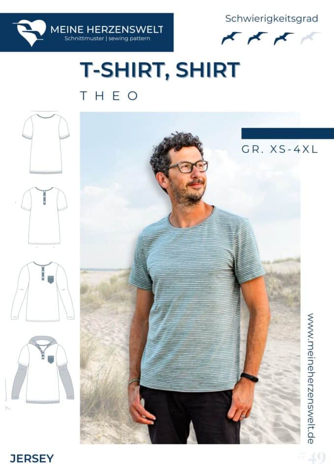S049 Titelbild Theo Shirt Langarmshirt Schnittmuster Longsleeve Herren Nähen Meine Herzenswelt