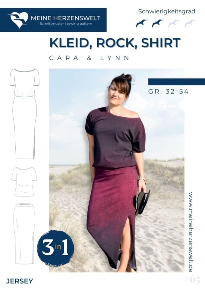 S065 Titelbild Cara & Lynn Kleid Jerseykleid Shirt Rock Schnittmuster Nähen Meine Herzenswelt