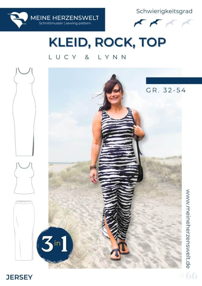 S066 Titelbild Lucy & Lynn Kleid Jerseykleid Top Rock Schnittmuster Nähen Meine Herzenswelt