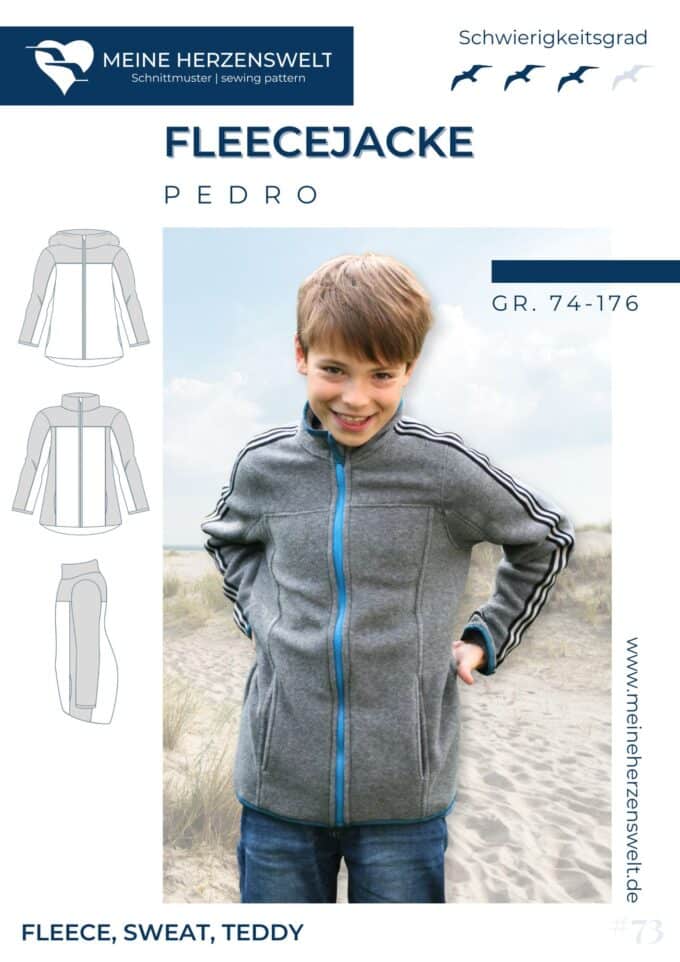 S073 Titelbild Pedro Fleecejacke Schnittmuster Teddyjacke Sweatjacke Kinder Nähen Meine Herzenswelt