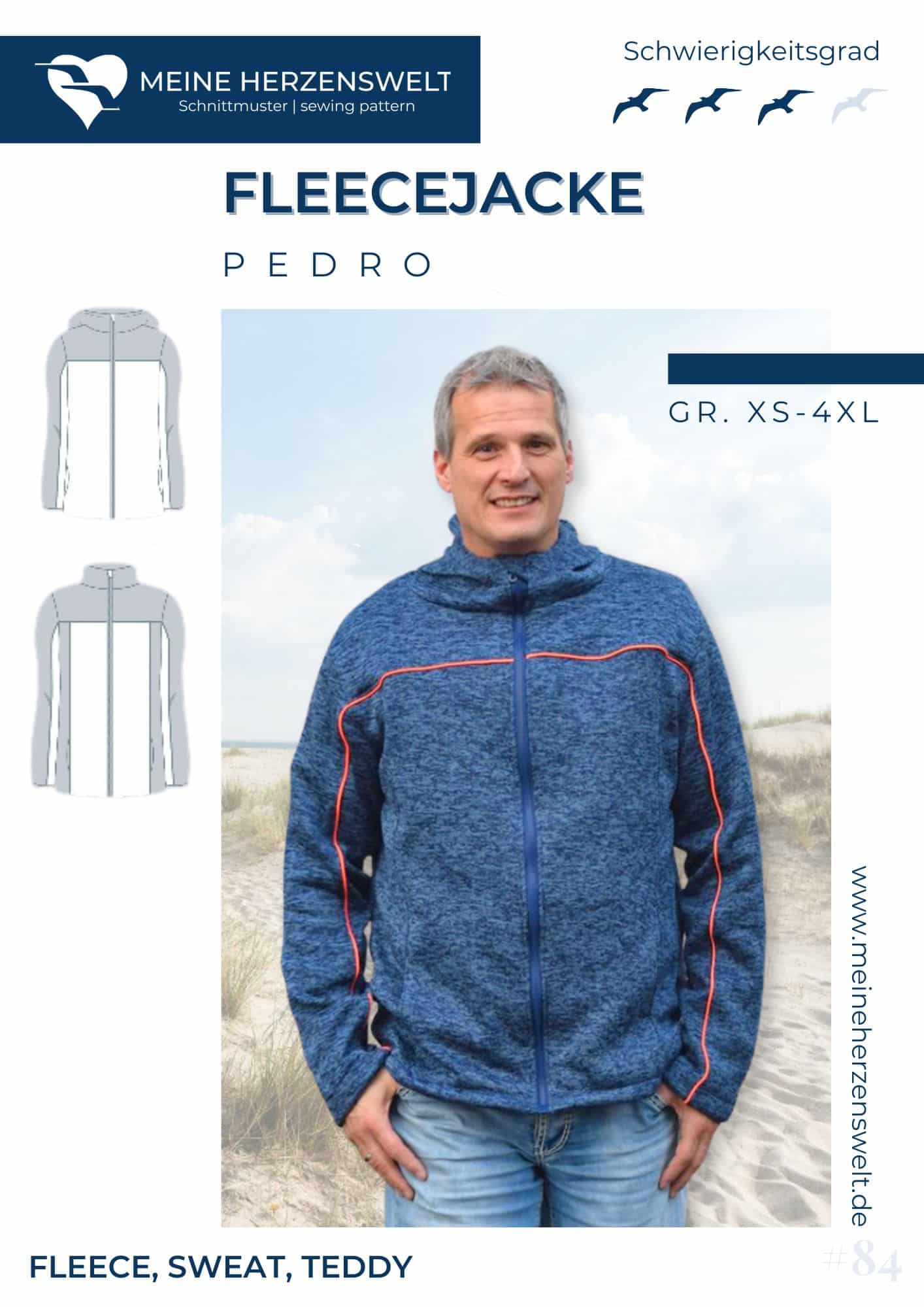 S084 Titelbild Pedro Fleecejacke Schnittmuster Teddyjacke Sweatjacke Herren Nähen Meine Herzenswelt