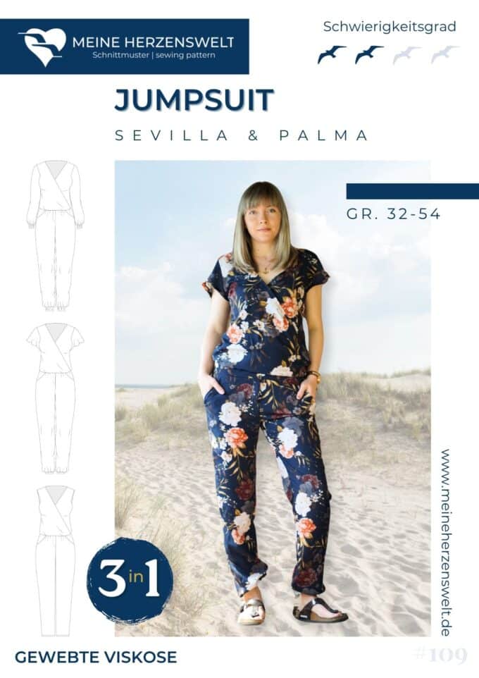 S109 Titelbild Sevilla & Valencia Jumpsuit Overall für Damen Schnittmuster Nähen Meine Herzenswelt