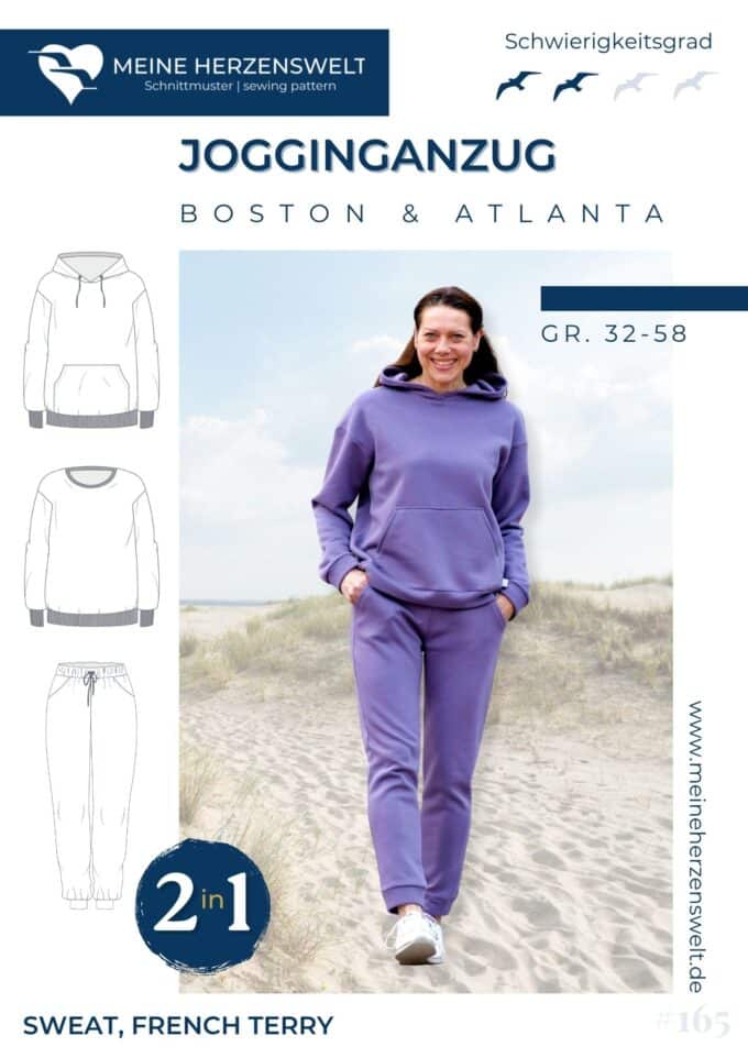 S165 Titelbild Jogginganzug Boston und Atlanta für Damen Schnittmuster Nähen Meine Herzenswelt