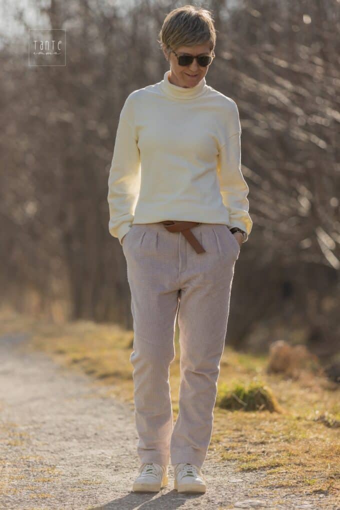 Outfit zum Nähen Kombi Schnittmuster Hose Riga Strickpullover Visby Meine Herzenswelt Dagmar Arpagaus Lechner Kopie