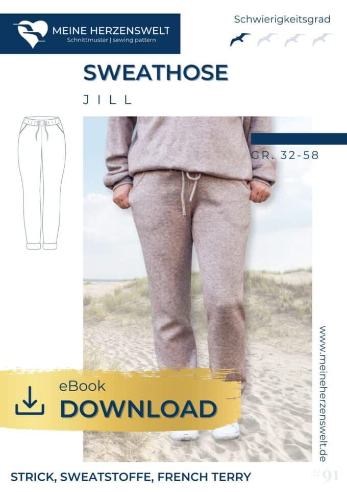 E091 Strick JILL sweathose Schnittmuster für Damen Strickhose gemütliche Hose Loungewear Homewear Naehen Meine Herzenswelt