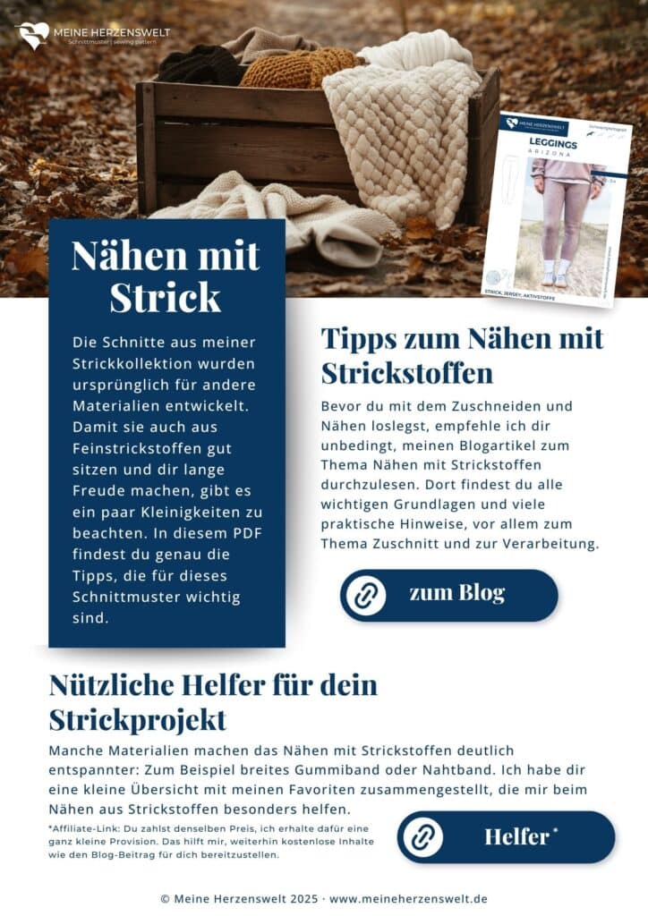 H Arizona Hinweise zur Anleitung Nähen mit Strickstoffen