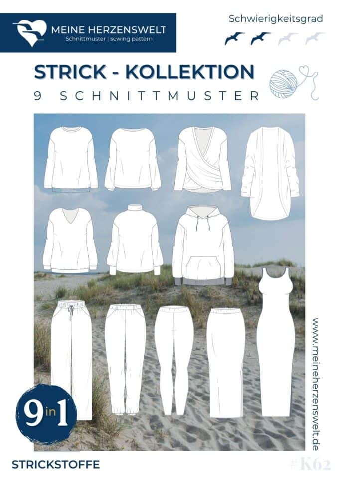 K62 Titelbild Strickkollektion Strickoutfits für Damen nähen Schnittmuster Meine Herzenswelt