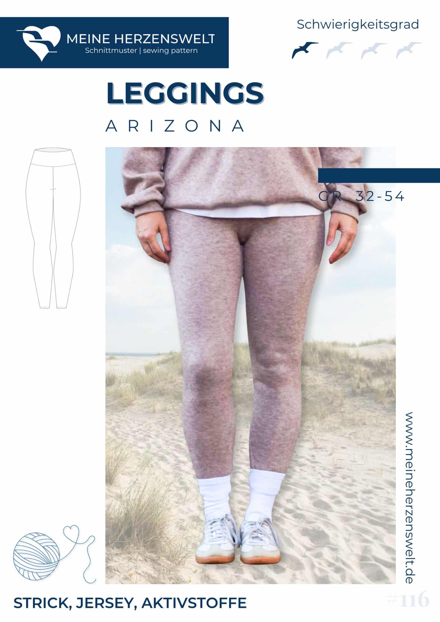 S116 Strick Titelbild Arizona Leggings für Damen Strickleggings Yogaoutfit Homewear Schnittmuster Nähen Meine Herzenswelt