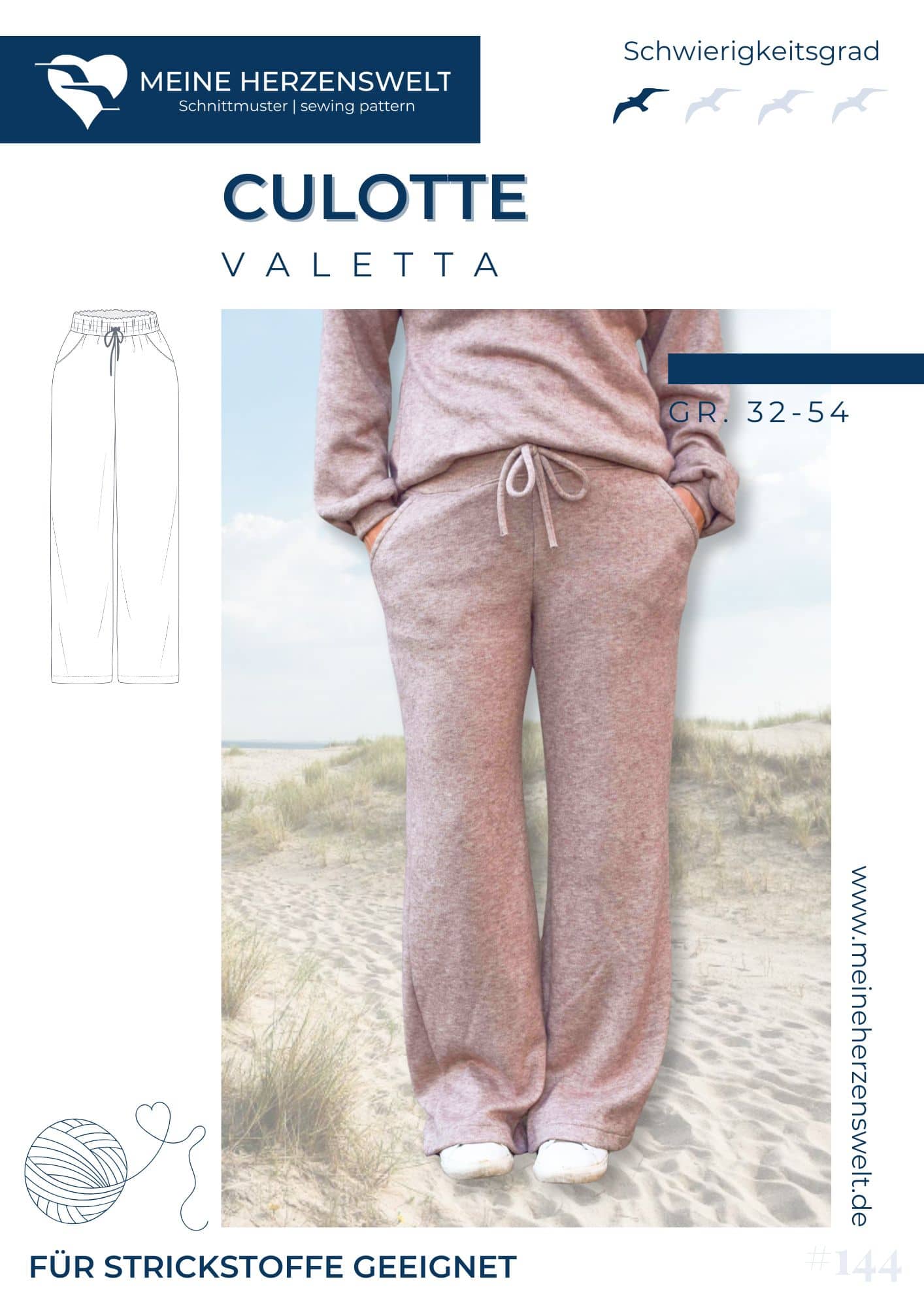 S144 Strick Titelbild Valetta Strickhose Loungehose Homewear Schnittmuster für Strickstoffe nähen Meine Herzenswelt