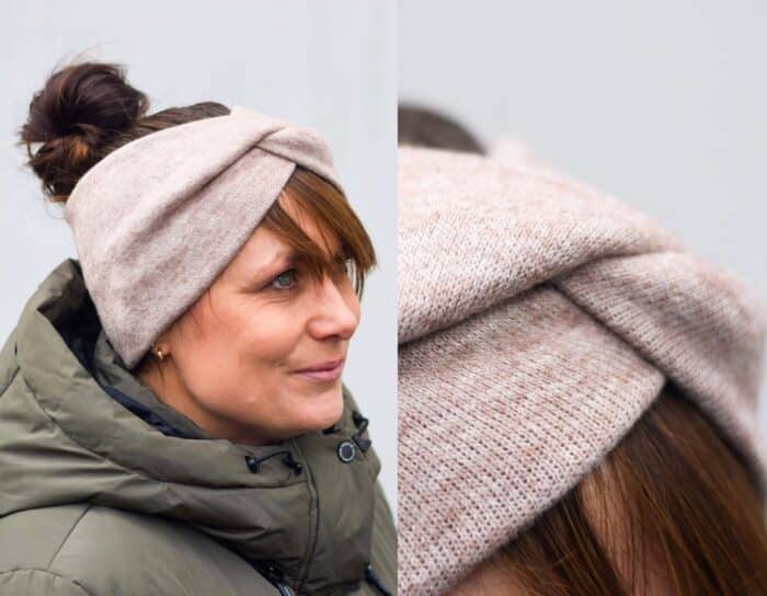 Stirnband nähen XXL Stirnband nähen mit Knoten Stirnband mit Twist nähen Schnittmuster Nähanleitung Meine Herzenswelt